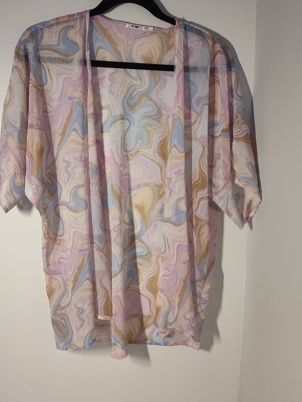 Pastel Marble Sheer Kimono Tunic - Multicolor #25